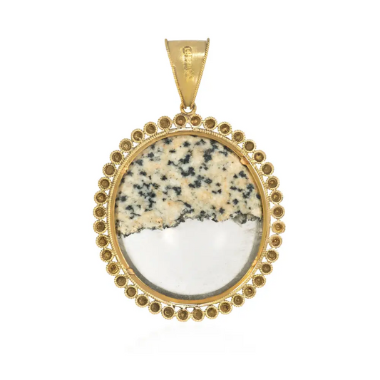 Victorian 15KT Yellow Gold Granite Quartz Locket Pendant back