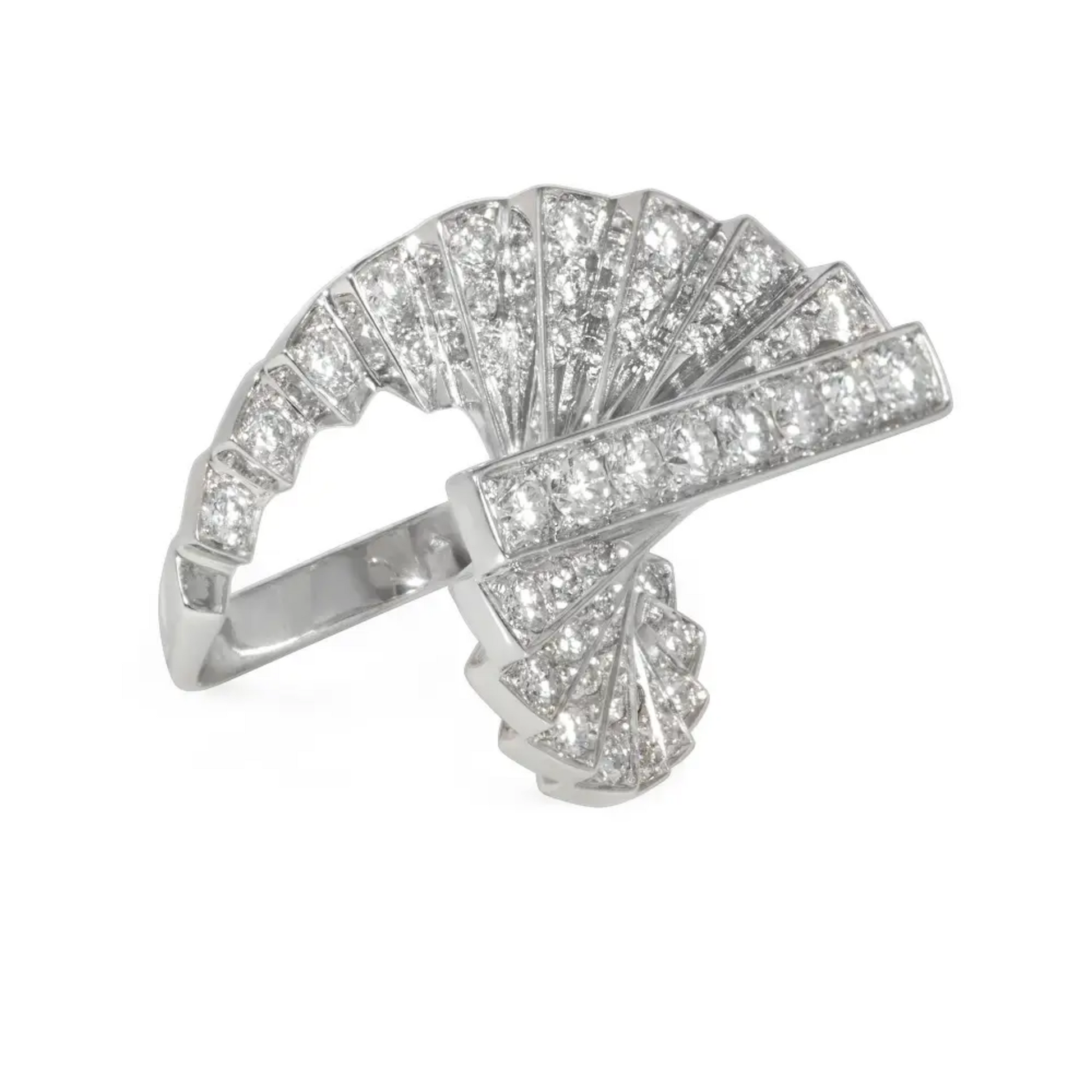 Alain Roure France 1970s 18KT White Gold Diamond Escalier Ring side