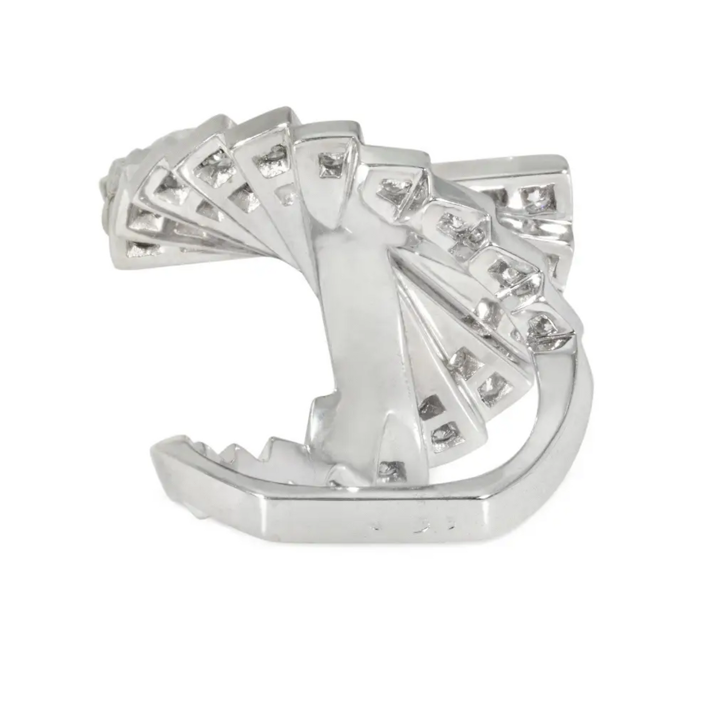 Alain Roure France 1970s 18KT White Gold Diamond Escalier Ring back