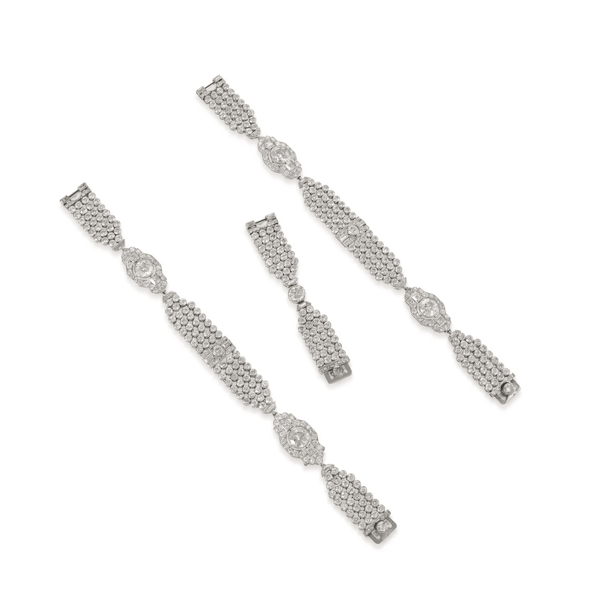 Art Deco Platinum Diamond Necklace front