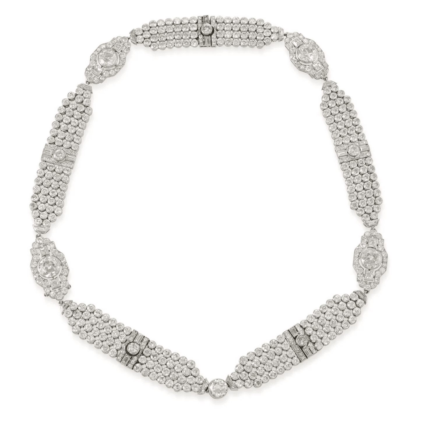 Art Deco Platinum Diamond Necklace front