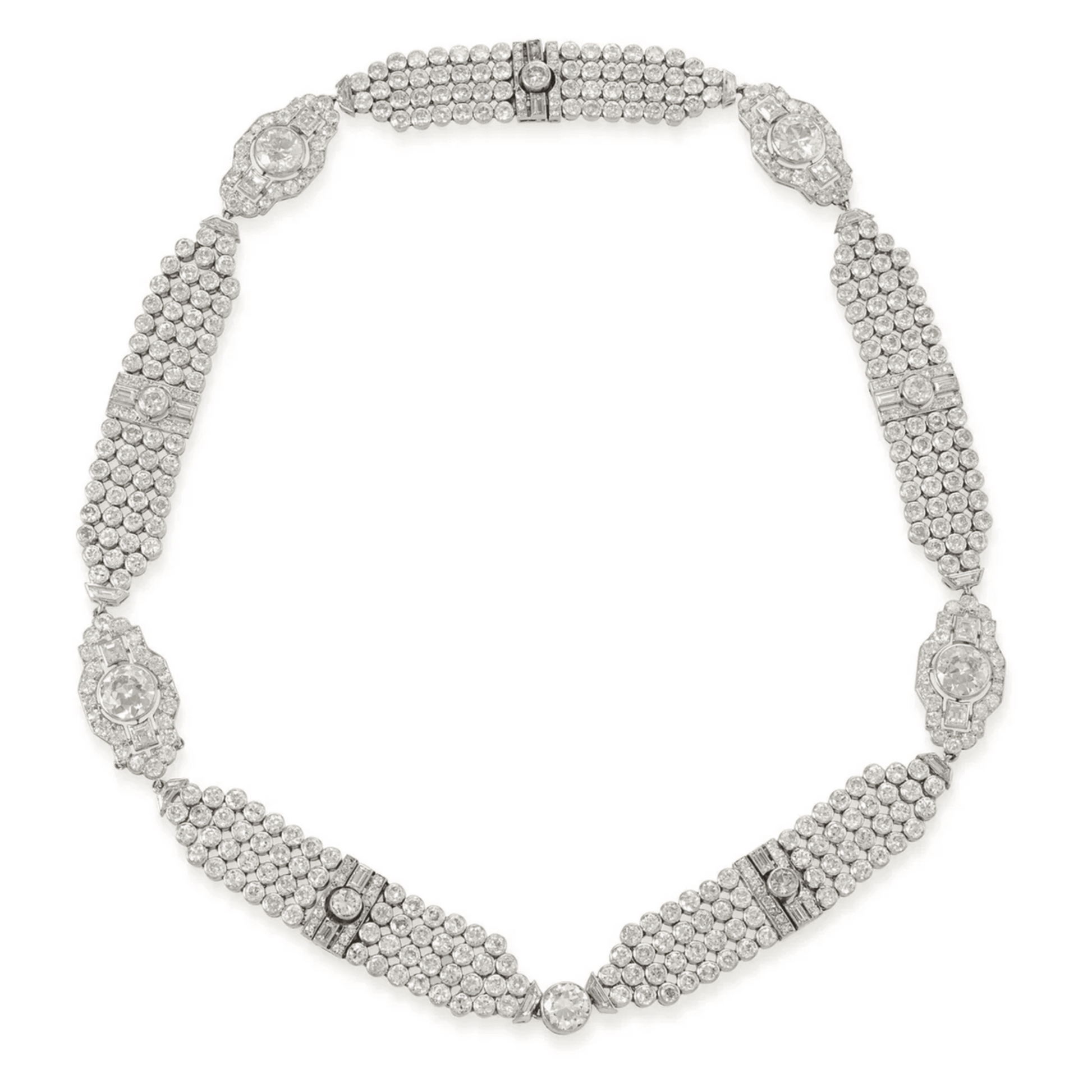 Art Deco Platinum Diamond Necklace front