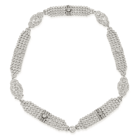 Art Deco Platinum Diamond Necklace front