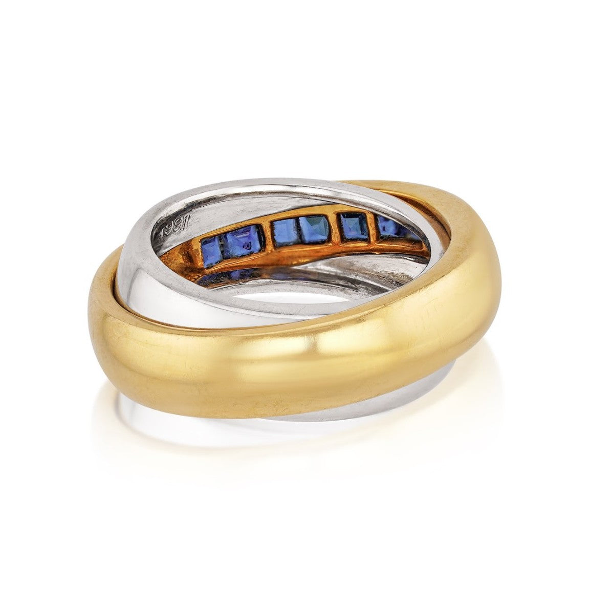 Cartier Post-1980s 18KT White & Yellow Gold Sapphire Blue Ring back