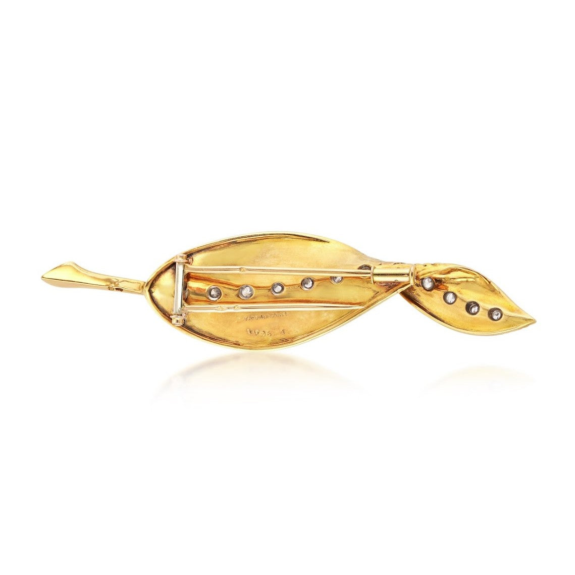 Van Cleef & Arpels France 1970s 18KT Yellow Gold Diamond Brooch back