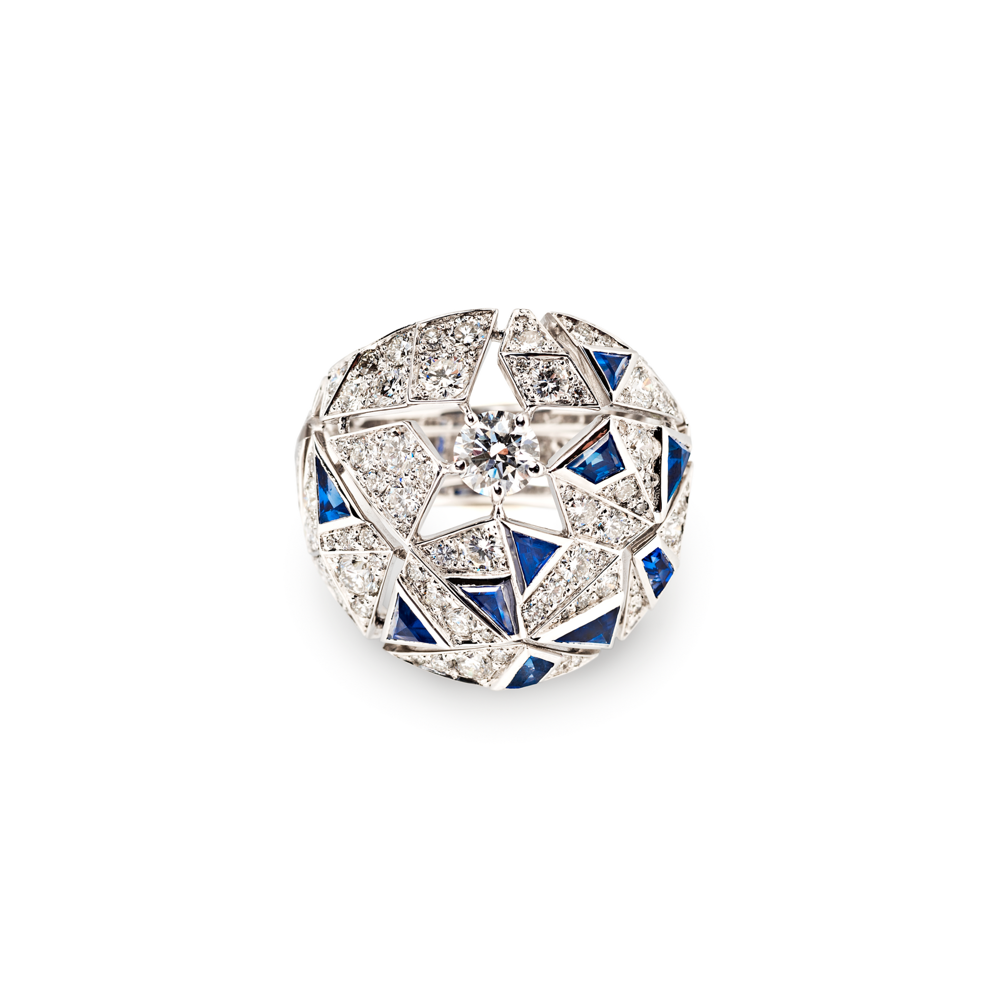 Chanel Post-1980s 18KT White Gold Sapphire & Diamond Muse Ring front