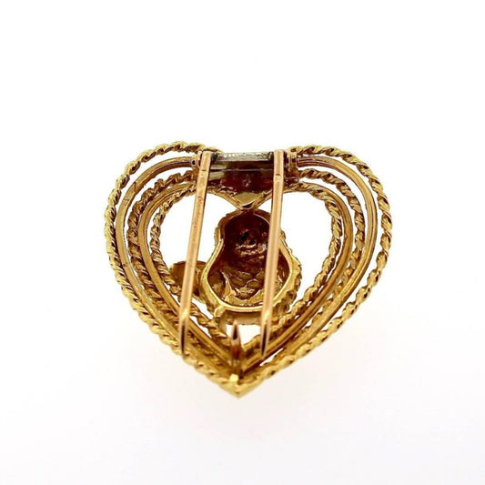 Cartier 1960s 18KT Yellow Gold Diamond Bird Brooch back