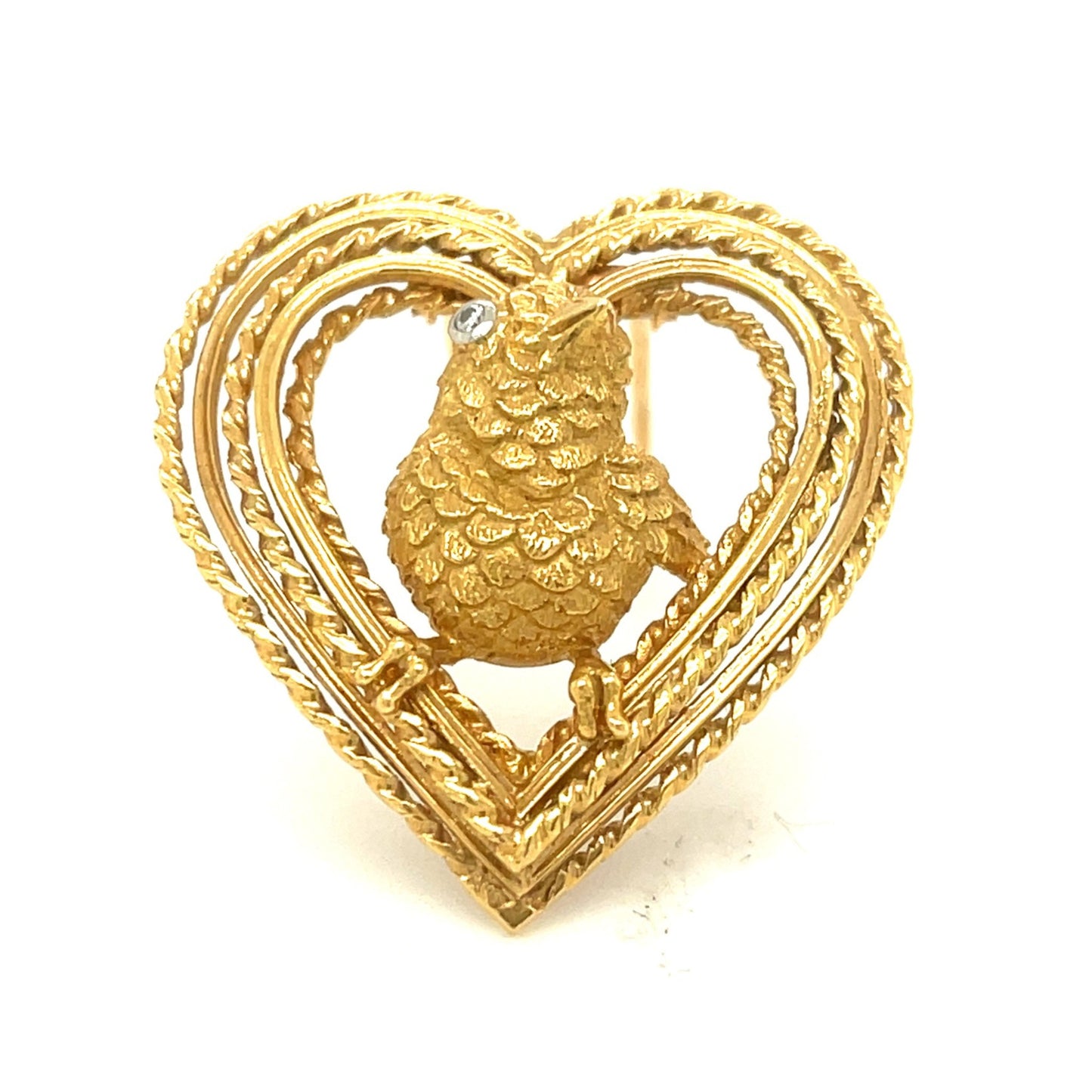 Cartier 1960s 18KT Yellow Gold Diamond Bird Brooch front