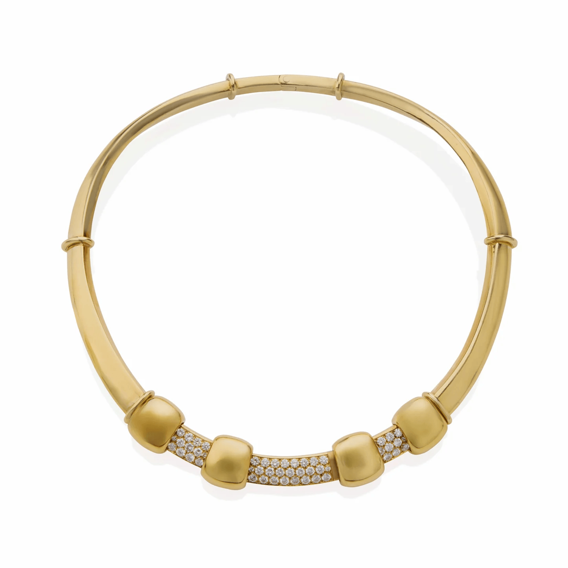 René Boivin France 1970s 18KT Yellow Gold Diamond Suite front