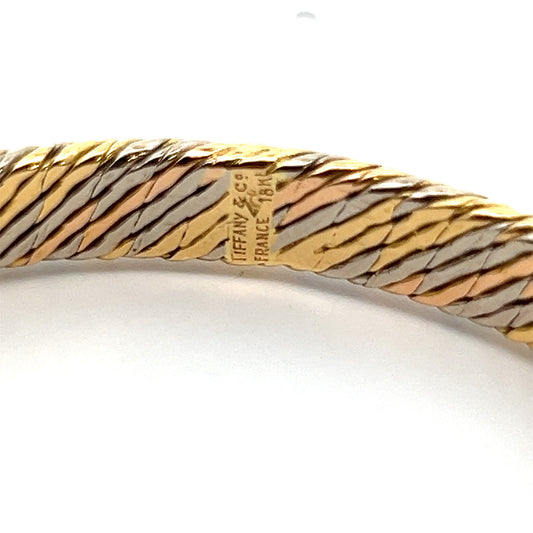 Tiffany & Co. France 1960s 18KT Rose, White & Yellow Gold Bracelet signature