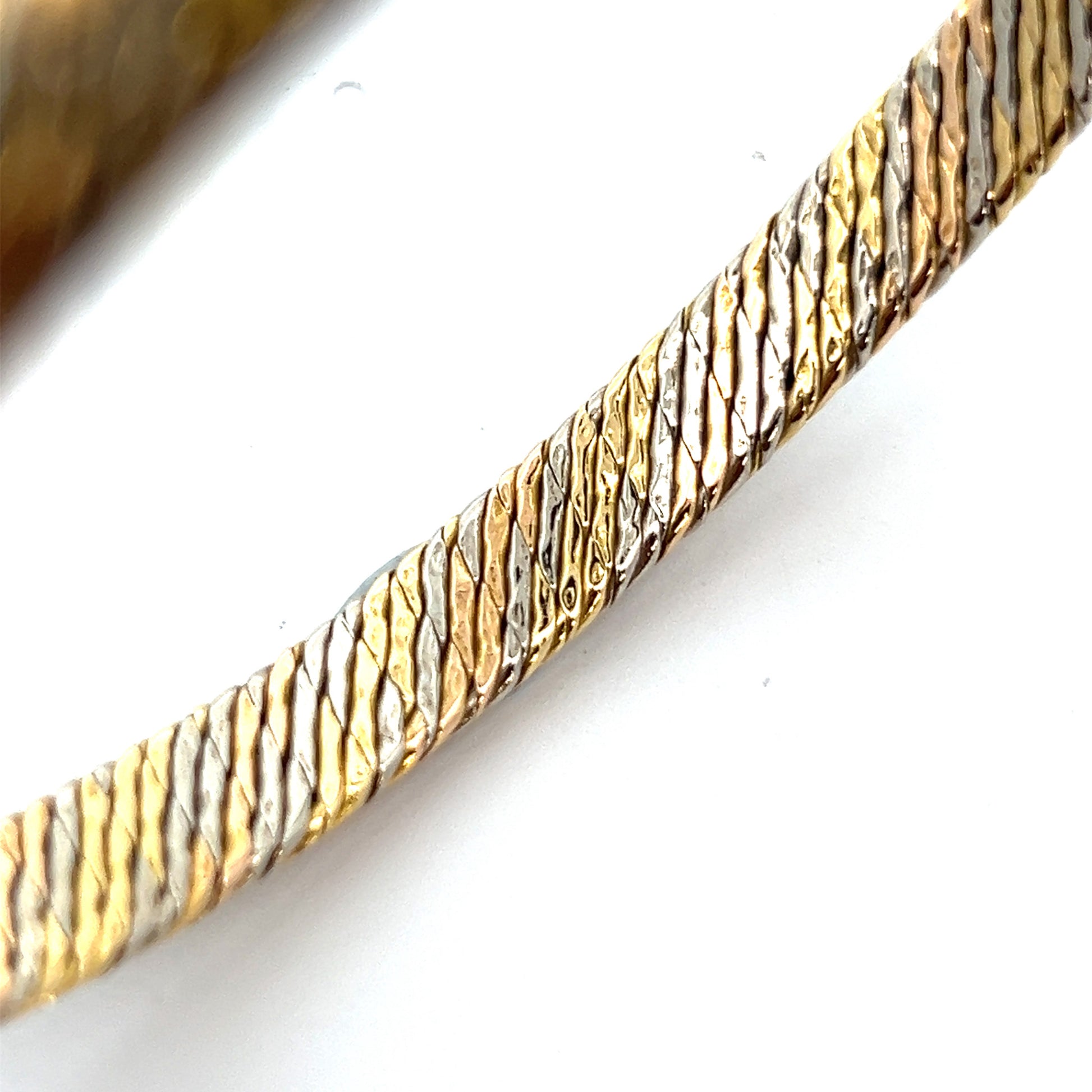 Tiffany & Co. France 1960s 18KT Rose, White & Yellow Gold Bracelet close-up details