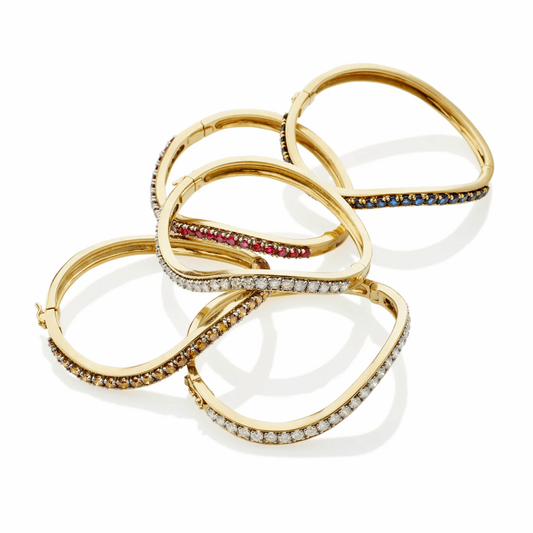 Oscar Heyman Bros NY 1970s Platinum & 18KT Yellow Gold Diamond, Ruby & Sapphire Bracelets top