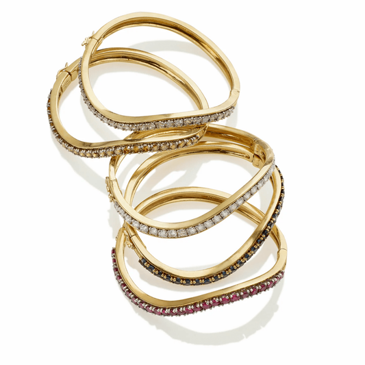 Oscar Heyman Bros NY 1970s Platinum & 18KT Yellow Gold Diamond, Ruby & Sapphire Bracelets top