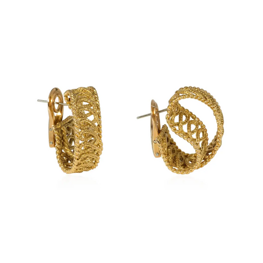 French 1950s 18KT Yellow Gold Earrings side