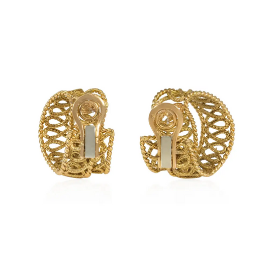 French 1950s 18KT Yellow Gold Earrings back