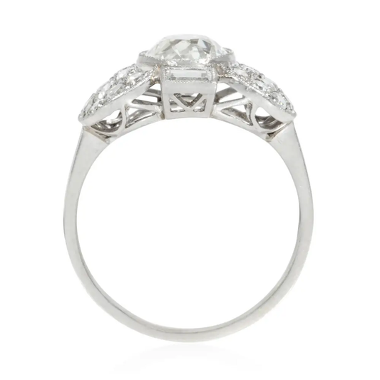 Art Deco Platinum Diamond Ring profile