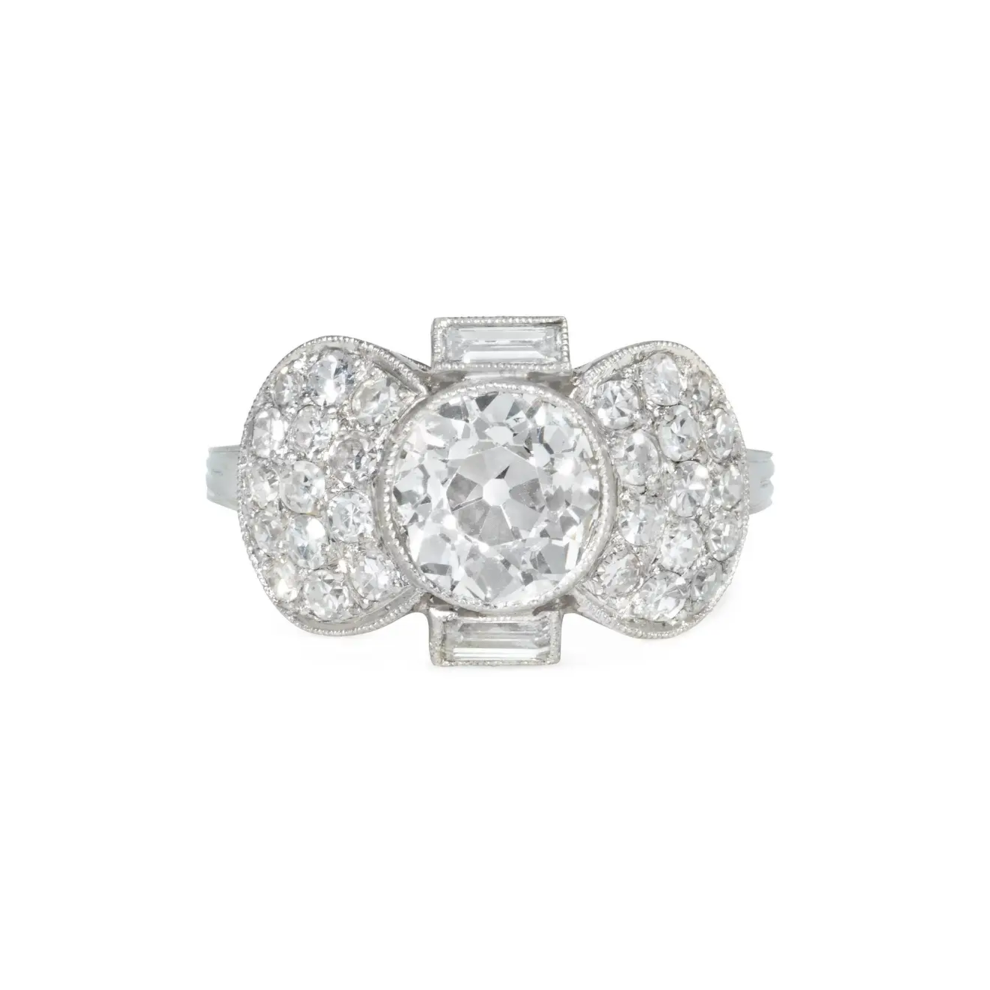 Art Deco Platinum Diamond Ring front