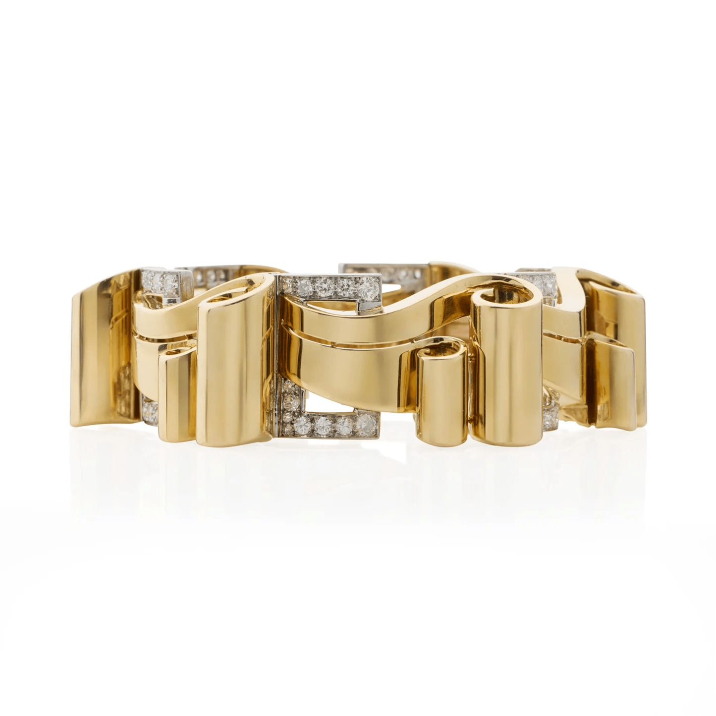 Retro Platinum & 18KT Yellow Gold Diamond Bracelet front