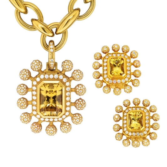 Kieselstein-Cord Post-1980s 18KT Yellow Gold Citrine, Diamond Set front