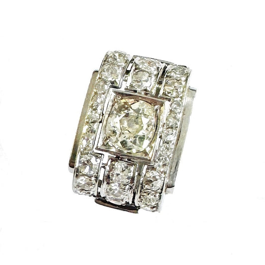 Art Deco 18KT White Gold Diamond Ring front