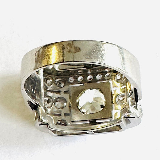 Art Deco 18KT White Gold Diamond Ring back