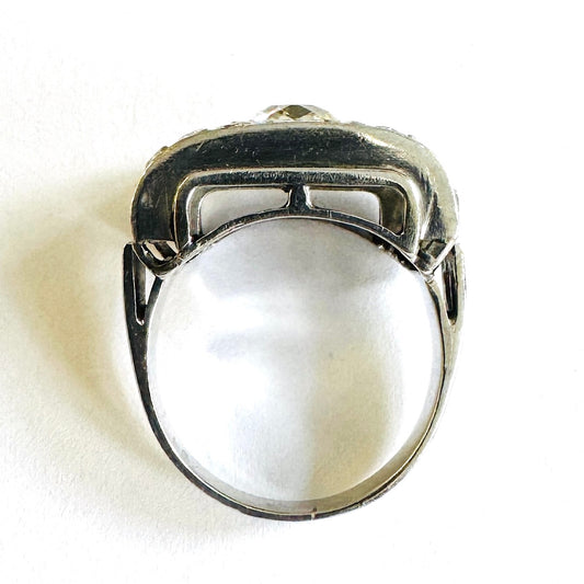 Art Deco 18KT White Gold Diamond Ring profile
