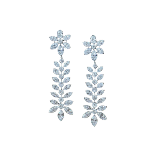 Sophia D. Post-1980s Platinum Diamond Chandelier Earrings front
