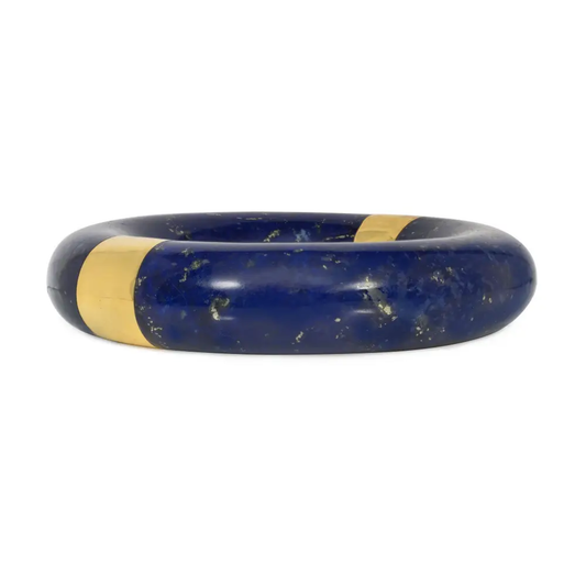 1970s 18KT Yellow Gold Lapis Lazuli Bangle Bracelet side