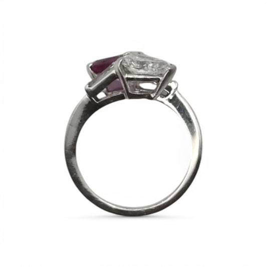 1950s Platinum Ruby & Diamond Ring profile