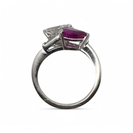 1950s Platinum Ruby & Diamond Ring profile