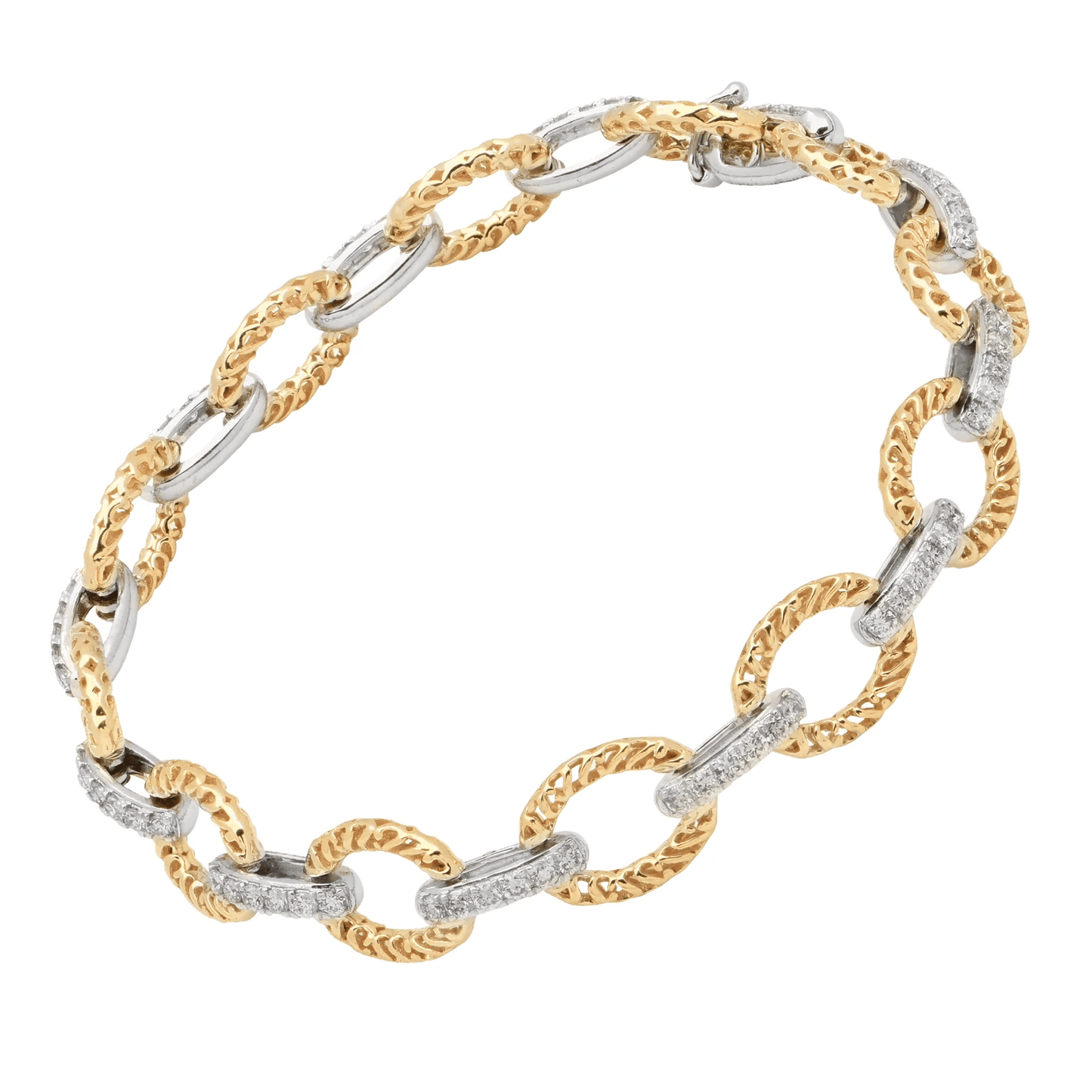 Post-1980s 14KT White & Yellow Gold Diamond Bracelet front