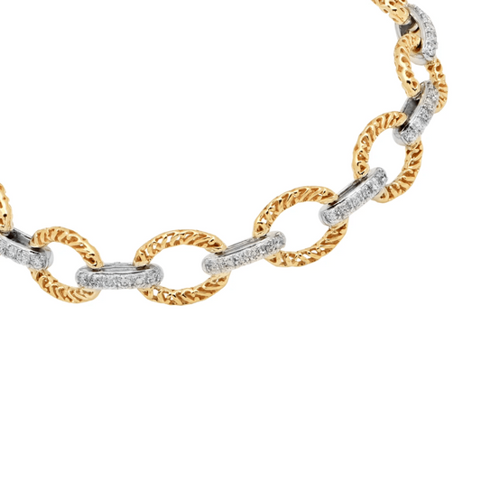 Post-1980s 14KT White & Yellow Gold Diamond Bracelet close-up details