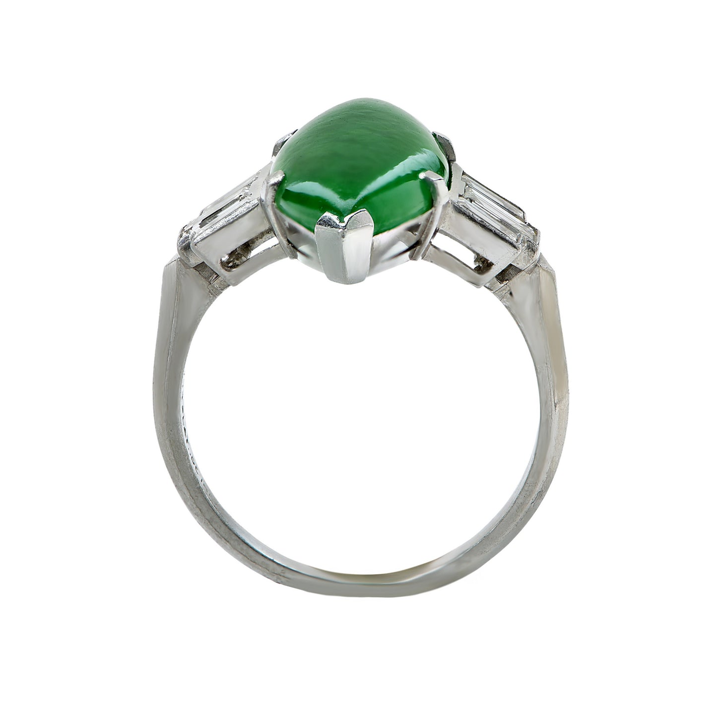 1950s Platinum Jade & Diamond Ring profile