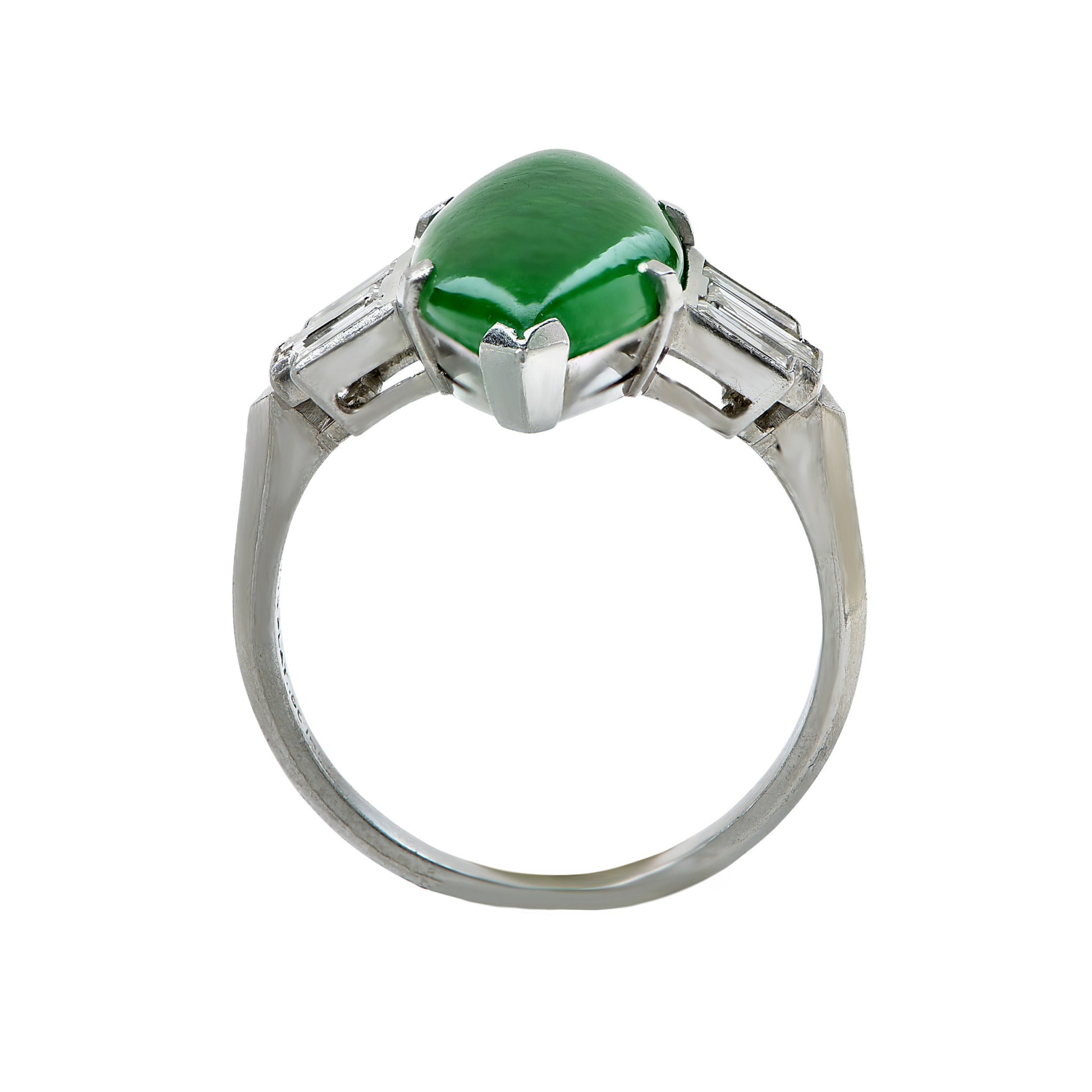 1950s Platinum Jade & Diamond Ring profile