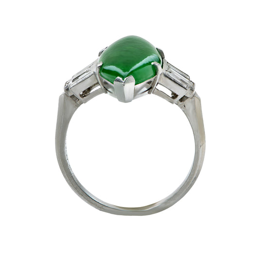 1950s Platinum Jade & Diamond Ring profile