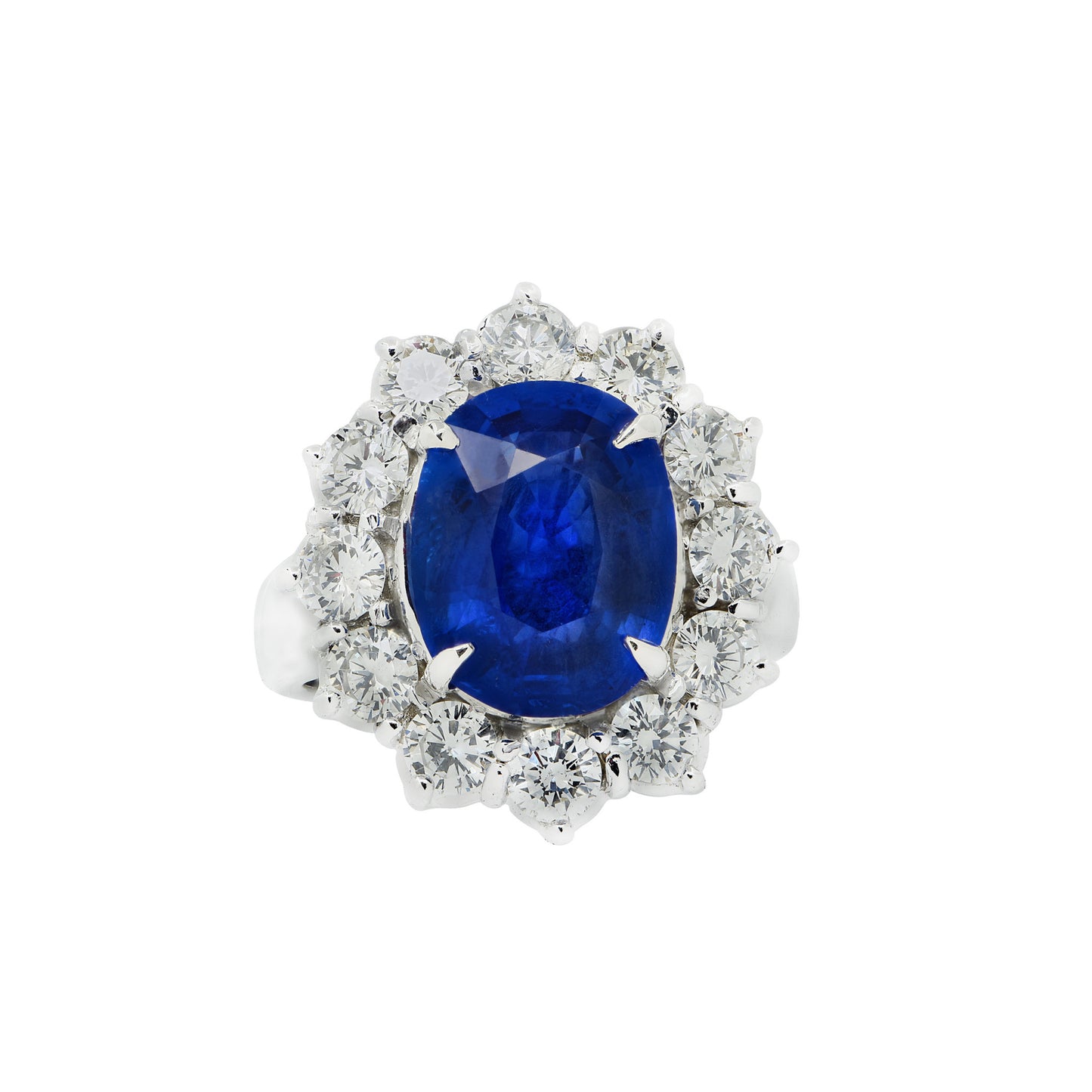 Contemporary Platinum Sapphire & Diamond Ring front