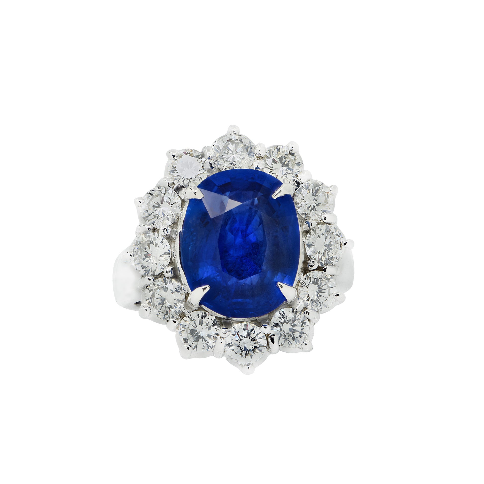 Contemporary Platinum Sapphire & Diamond Ring front