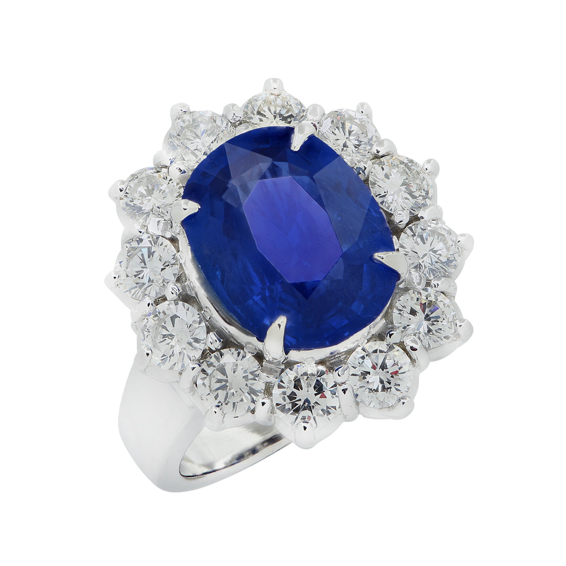 Contemporary Platinum Sapphire & Diamond Ring front