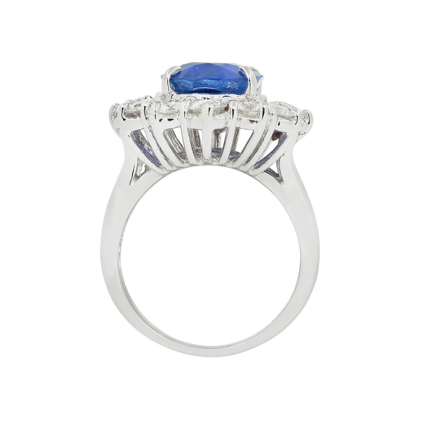 Contemporary Platinum Sapphire & Diamond Ring profile