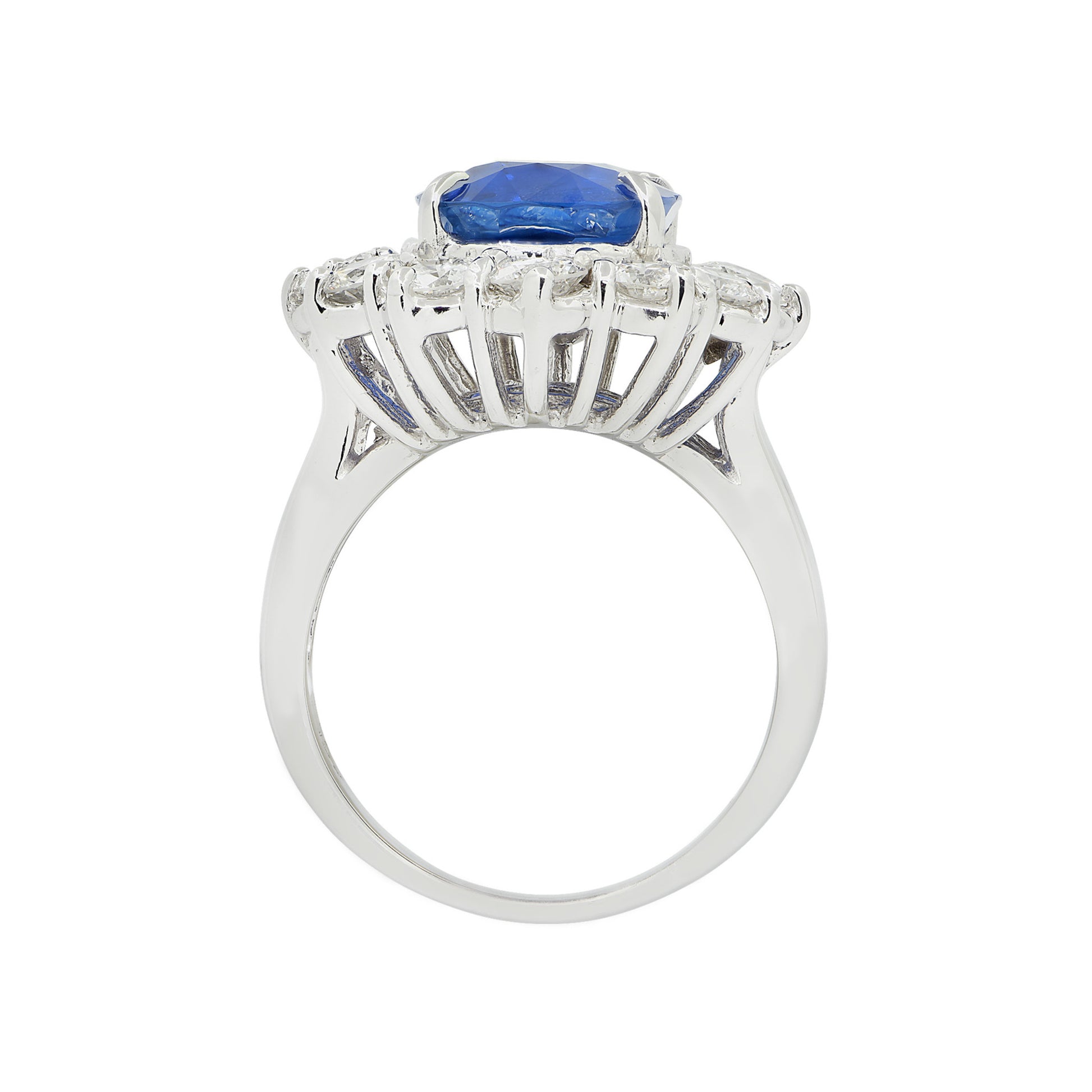 Contemporary Platinum Sapphire & Diamond Ring profile