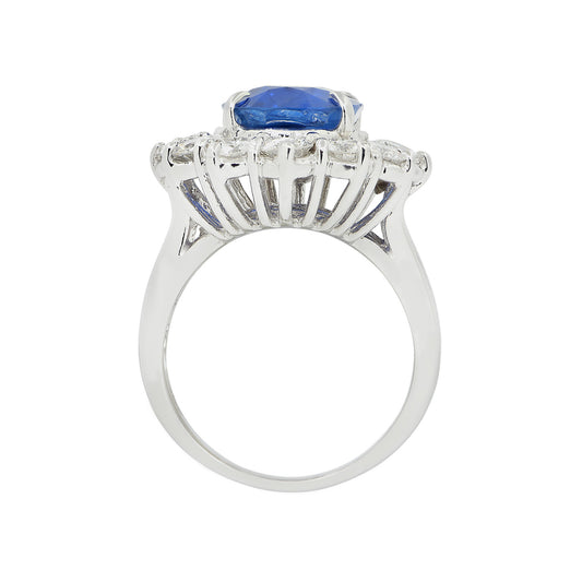 Contemporary Platinum Sapphire & Diamond Ring profile