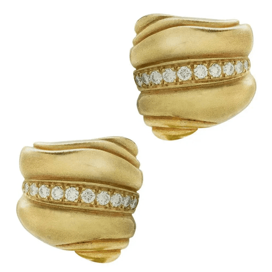 Barry Kieselstein-Cord Post-1980s 18KT Yellow Gold Diamond Earrings front