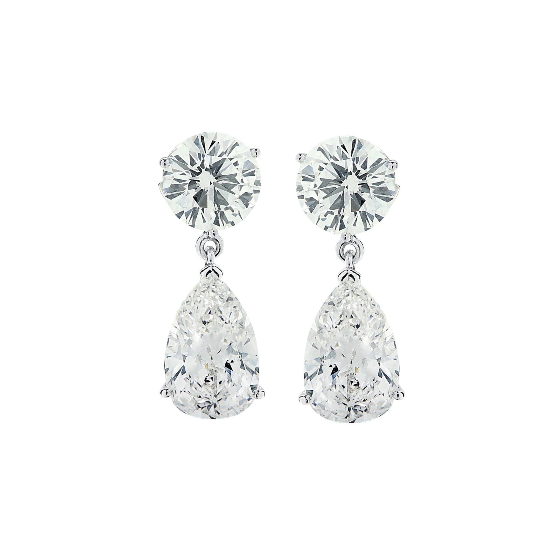 Contemporary Platinum Diamond Earrings front