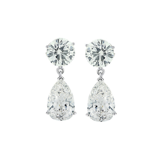 Contemporary Platinum Diamond Earrings front