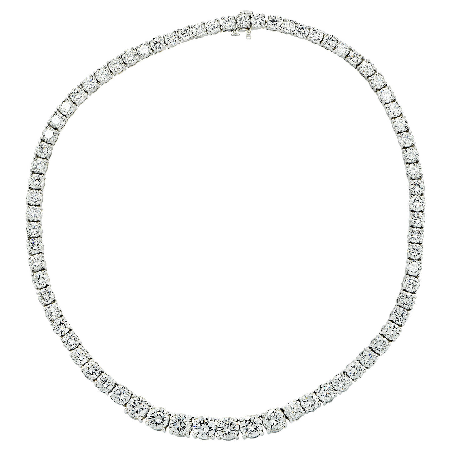 Contemporary Platinum Diamond Riviera Necklace front