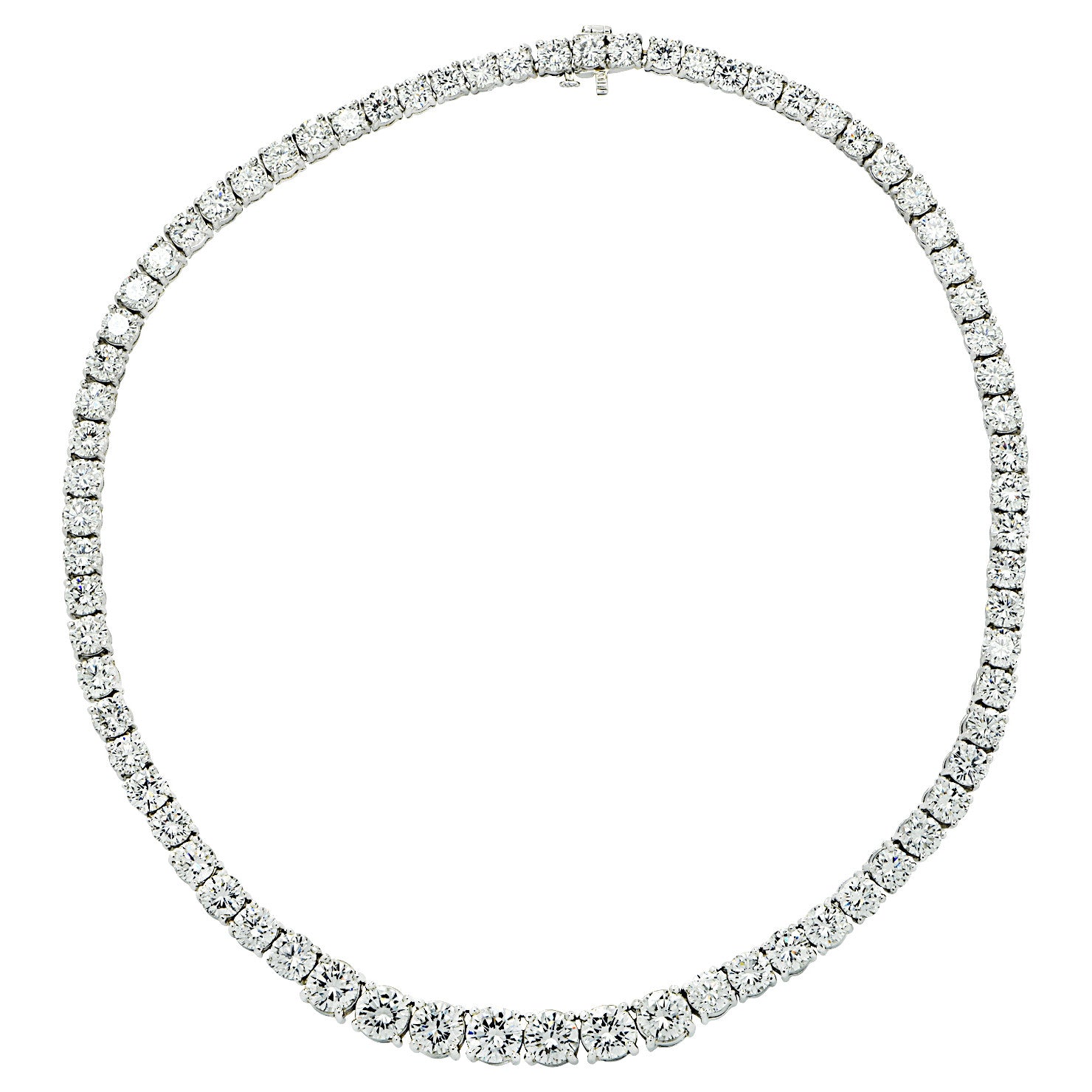 Contemporary Platinum Diamond Riviera Necklace front