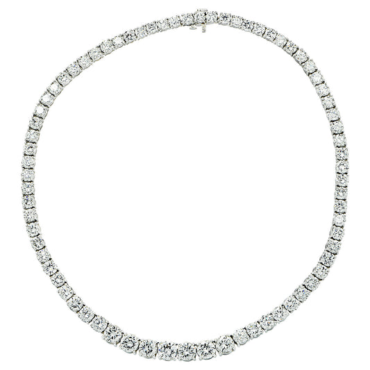 Contemporary Platinum Diamond Riviera Necklace front