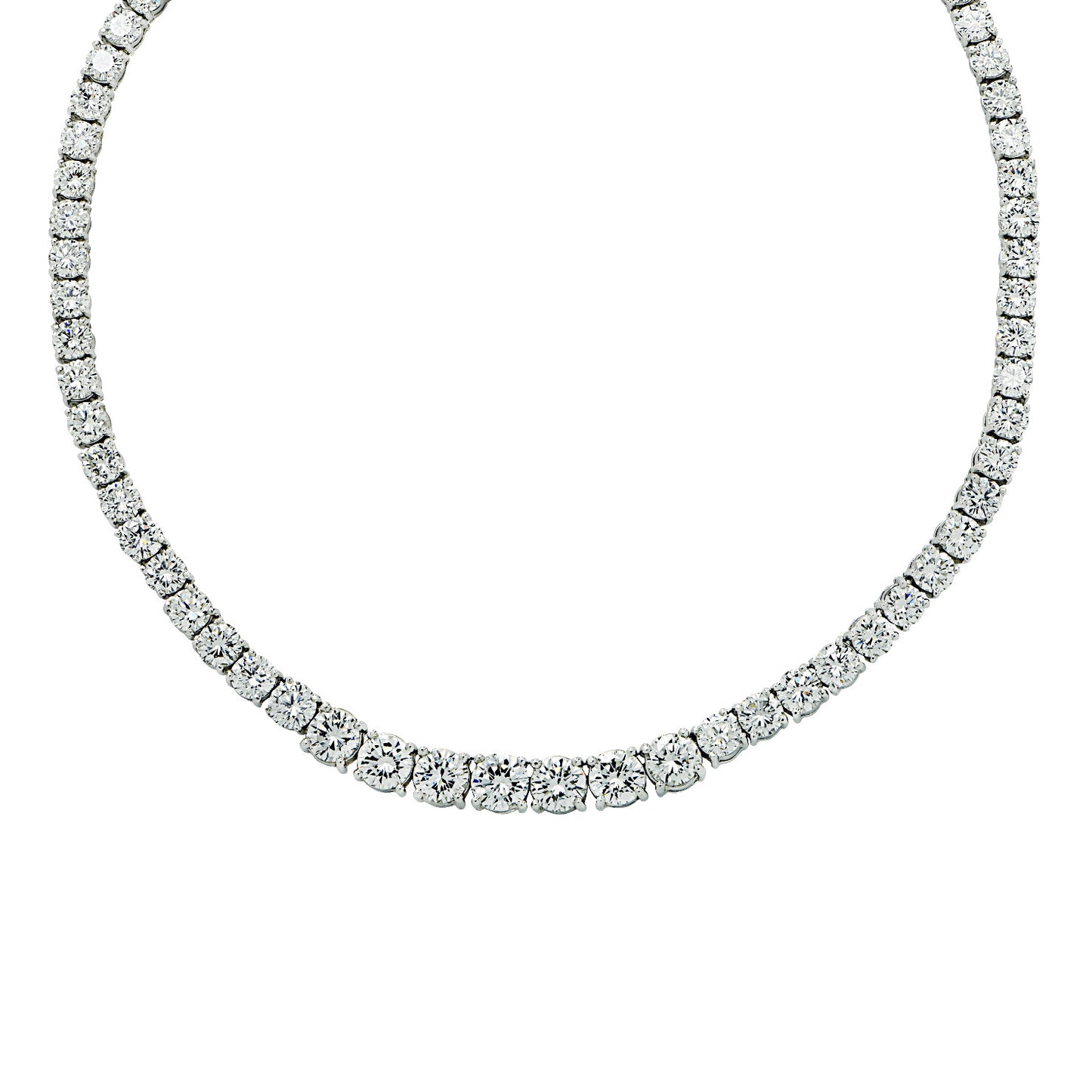 Contemporary Platinum Diamond Riviera Necklace front