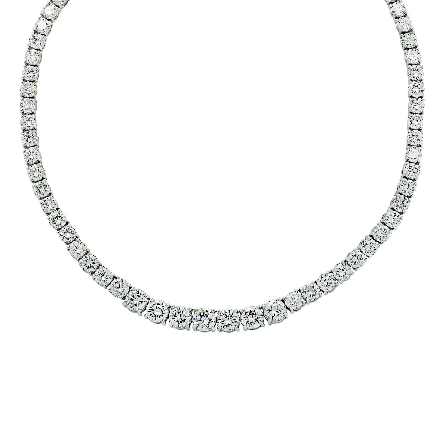 Contemporary Platinum Diamond Riviera Necklace front