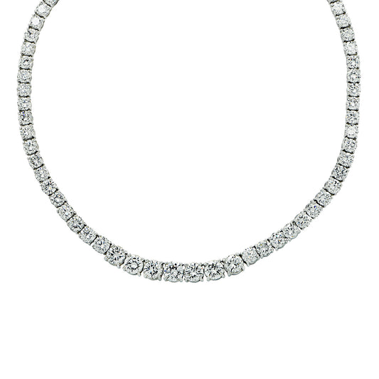 Contemporary Platinum Diamond Riviera Necklace front